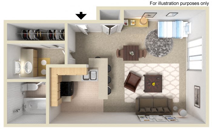 Manhattan Floor Plan - Studio Manhattan Floor Plan - Studio, at Madison Park Apartment Homes, Anaheim, California